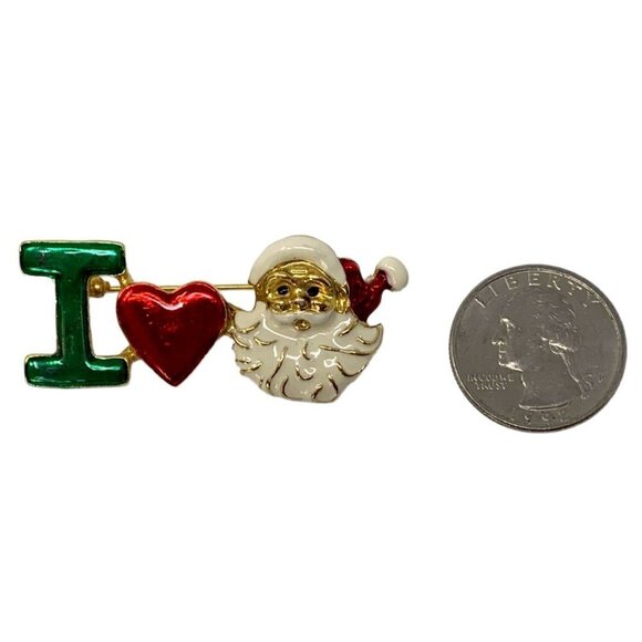 Santa Claus Brooch Vintage Brooch Red White Green Enamel Signed SFJ Number 0190 - Picture 8 of 12